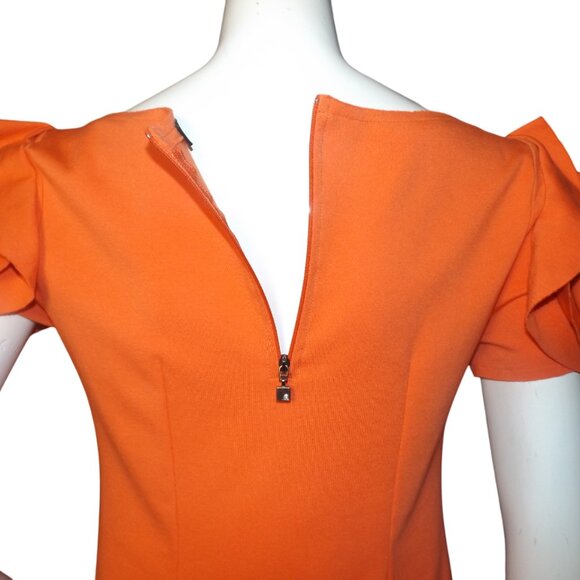 PIETRO BRUNELLI Dress, XS Maternity, Orange, Fabric Flower/Short sleeve, Zipper - Picture 7 of 15